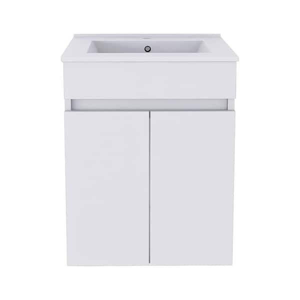 16 in. W x 16in. D x 20 in. H Floating Bath Vanity in White