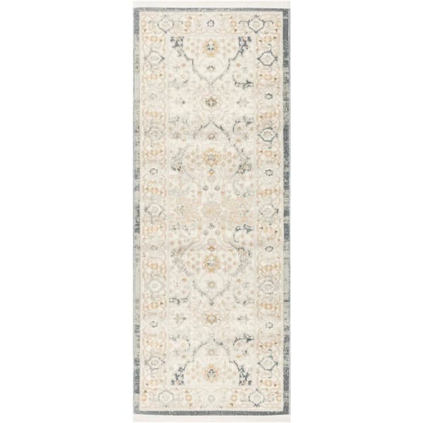 Pardis Light Blue 2 ft. x 6 ft. Center medallion Traditional Runner Area Rug