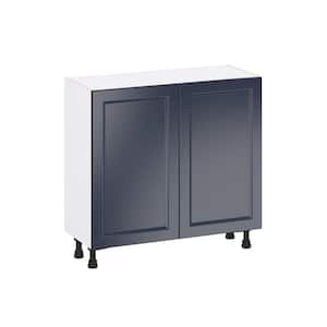 Laramie 36 in. W x 14 in. D x 34.5 in. H Assembled Full Height Doors Base Kitchen Cabinet in Painted Blue
