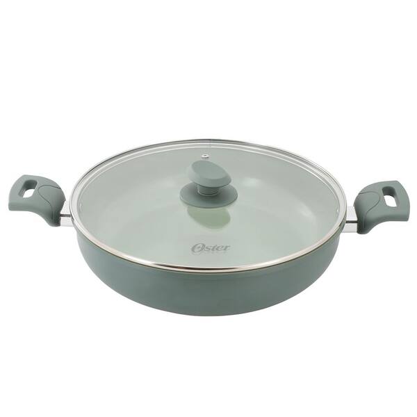 5 Quart Ceramic Nonstick Aluminum Everyday Pan Skillet with Lid in Evergreen