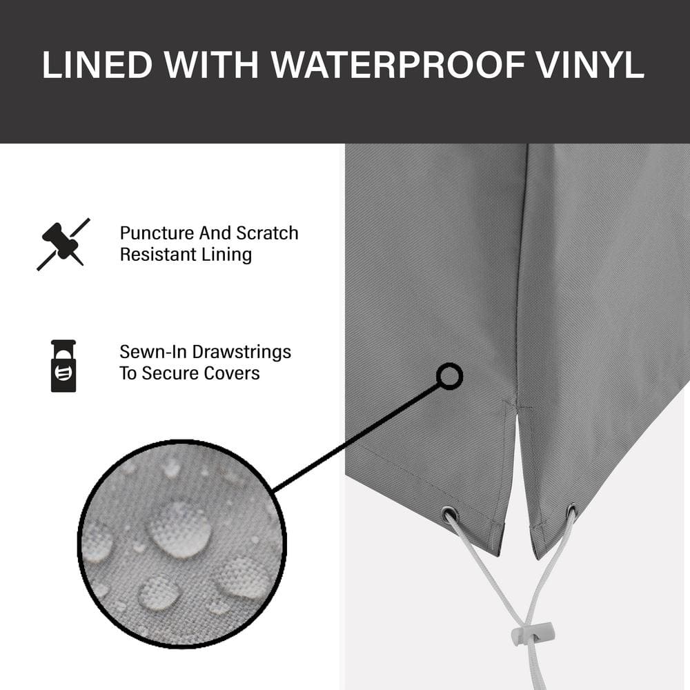 Gray Heavy-Duty Vinyl Round Outdoor Dining Table Cover