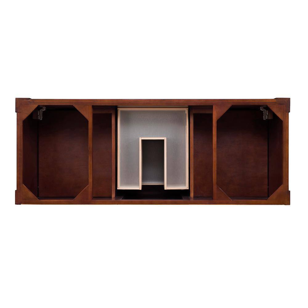 Warm Cherry 60" Engineered Wood Single Vanity Base with Decorative Backsplash