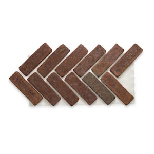 28 in. x 12.5 in. x 0.625 in. Brickwebb Millhouse Thin Brick Sheets - Herringbone (Box of 4 Sheets)