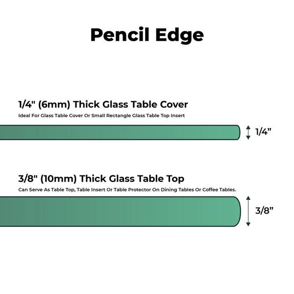 25 in. Clear Square Glass Table Top 3/8 in. Thick Pencil Polish Tempered Touch Corners 25 in. Clear Square Glass Table Top 3/8 in. Thick Pencil Polish Tempered Touch Corners
