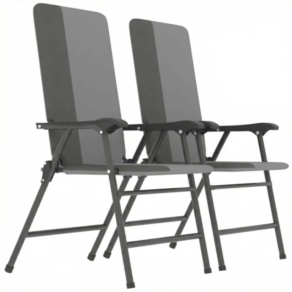 JPJPUU Gray + Light Gray Outdoor Metal Frame Folding Camping High