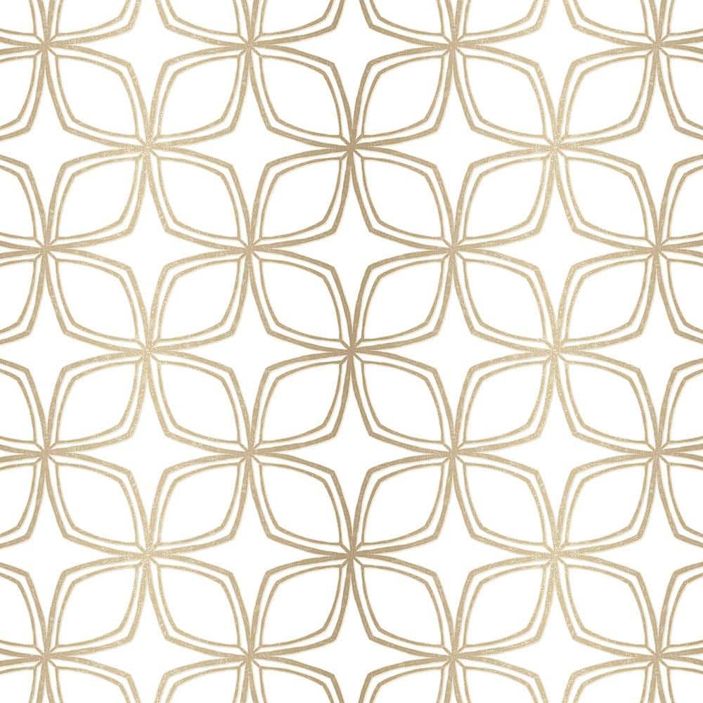 Taupe and Gold Geometric Vinyl Wallpaper Roll