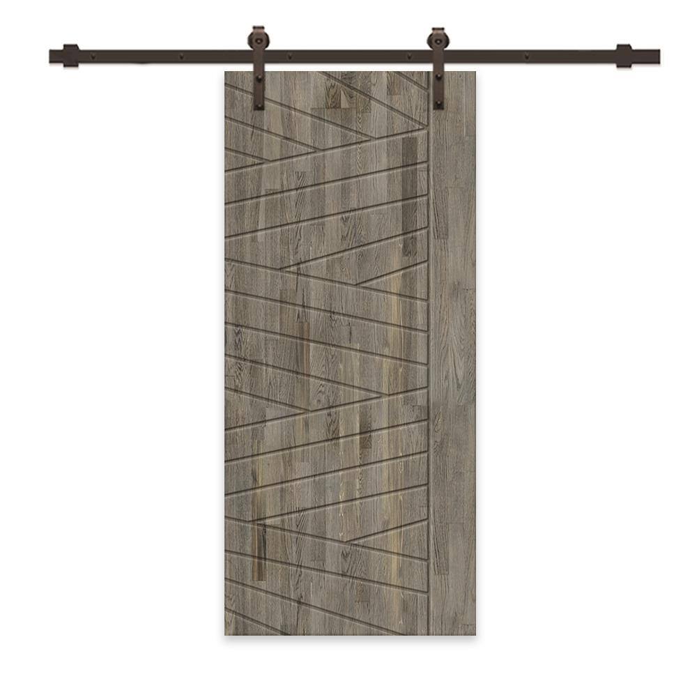 CALHOME 24 in. x 80 in. Weather Gray Stained Pine Wood Modern Interior ...