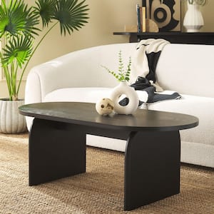 Syura 47.2 in. Black Rectangle Wood Coffee Table