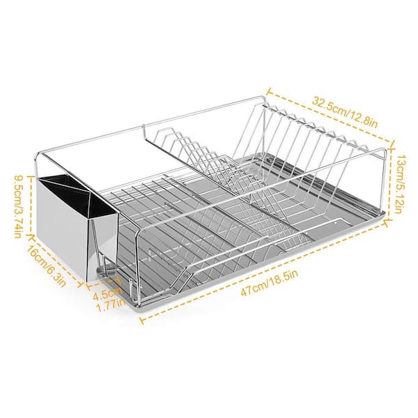 PXRACK Dish Drying Rack, Expandable(12.8-21.5) Rack with Silver