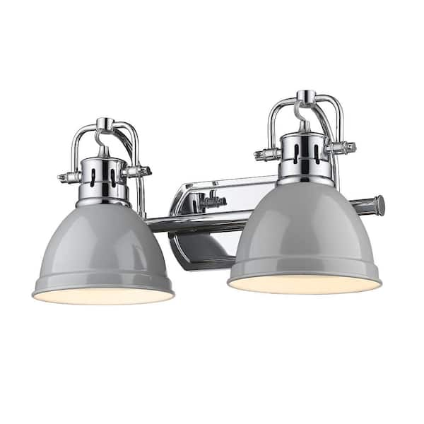 Golden Lighting Duncan 16.5 in. 2-Light Chrome Gray Vanity Light