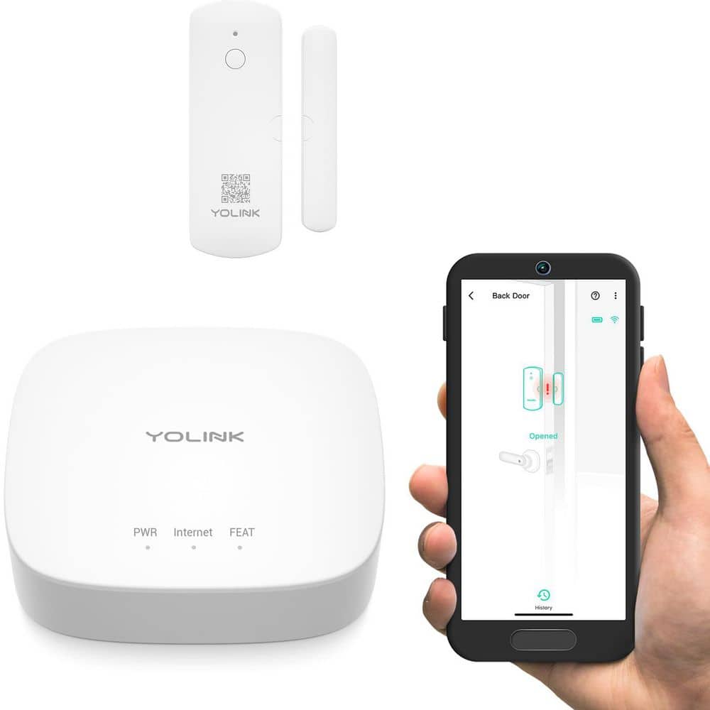 LoRa Smart Door Sensor Starter Kit: Hub & Door Sensor-Door Left-Open Reminders, up to 1/4 Mile Open-Air Range
