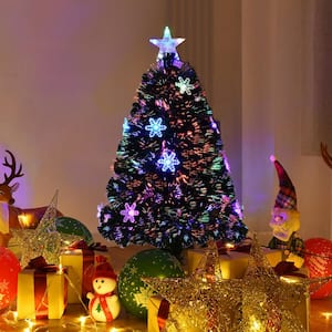 4 ft. Green Prelit LED Optic Artificial Christmas Tree with Snowflakes