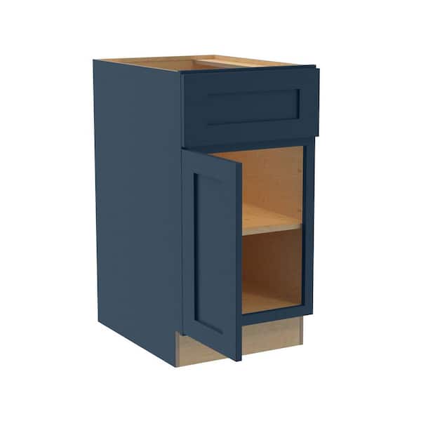 Newport 18 in. W x 24 in. D x 34.5 in. H Assembled Plywood Base Kitchen Cabinet in Mythic Blue with Soft Close LH