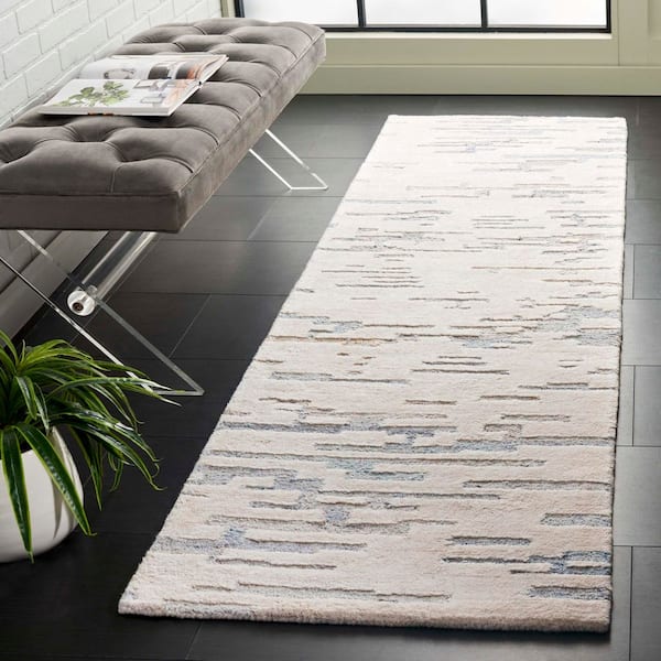 Renewal 2 ft. x 8 ft. Ivory/Light Blue Abstract Runner Rug