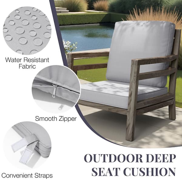 CLOUDFLY 21 x 22 in. Light Gray Outdoor Seat Cushion Set Water