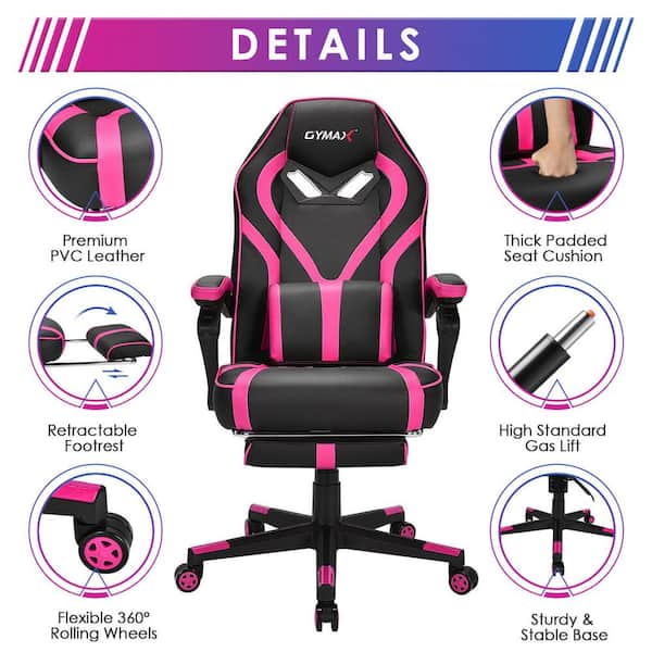 Massage Gaming Chair Office Racing Recliner Computer Desk Swivel Seat w/Footrest