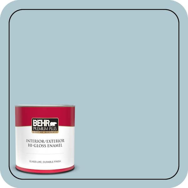 BEHR PREMIUM PLUS 1 qt. #S470-2 Gentle Sea Hi-Gloss Enamel Interior/Exterior Paint & Primer