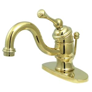 Victorian Single Hole Single-Handle Bathroom Faucet in Polished Brass