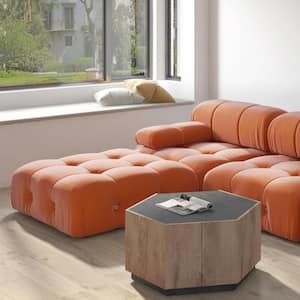 103.95 in. Free Combination Minimalist Sofa Convertible Modular Reversible 3 Seater Velvet Couch and Ottoman, Orange