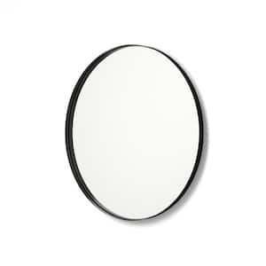 30 in. x 30 in. Framed Round Bathroom Vanity Mirror in Black