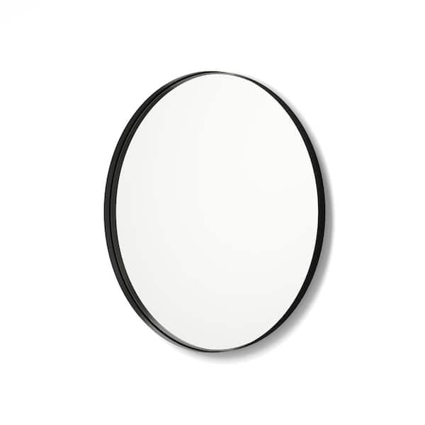 Better Bevel 36-in x 36-in Black Round Framed Bathroom Vanity Mirror | 20027