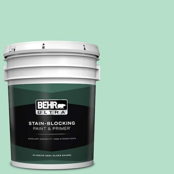 BEHR ULTRA 5 gal. #480C-3 Aqua Bay Semi-Gloss Enamel Exterior Paint & Primer