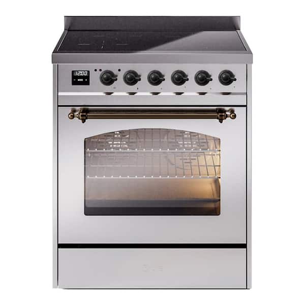 Nostalgie II 30 in. Induction Range with 4-Elements, Burnished Trim in Stainless Steel
