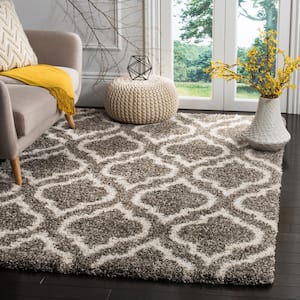 Hudson Shag Gray/Ivory 9 ft. x 12 ft. Geometric Multi-Trellis Area Rug