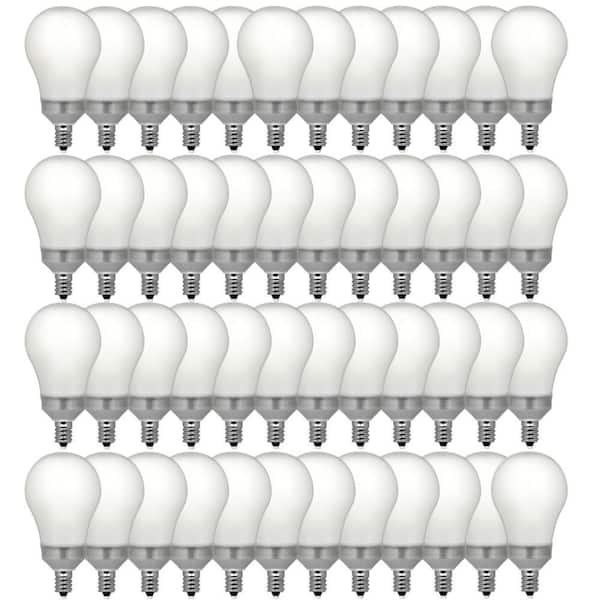40-Watt Equivalent A15 Candelabra Dimmable CEC 90+ CRI White Glass Ceiling Fan LED Light Bulb, Daylight (48-Pack)