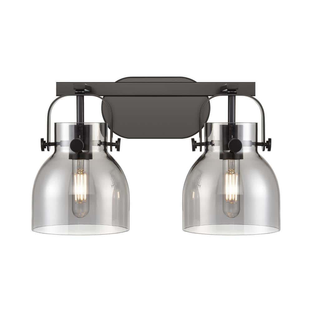 Pilaster II Bell 17 in. 2-Light Matte Black Vanity Light with Black Glass Shade price history on PriceWatchPro