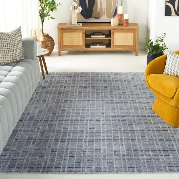 Mirage 6 ft. x 9 ft. Gray/Blue Crosshatch Area Rug