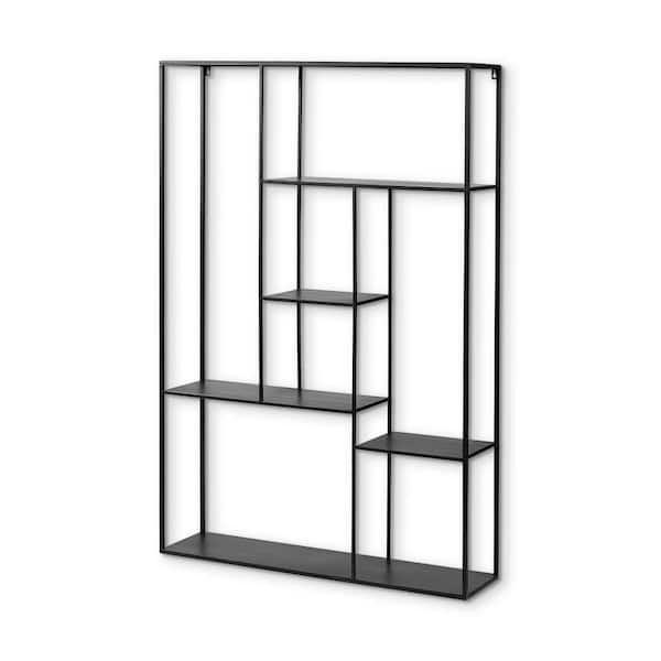 Mercana Meridius 39 in. x 59 in. Wall Mounted Black Multi-Level Metal Shelf