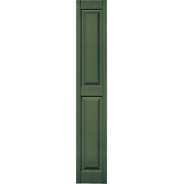 Builders Edge 12 in. x 71 in. Raised Panel Vinyl Exterior Shutters Pair in #283 Moss