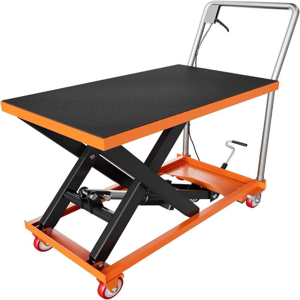 Hydraulic Lift Table Cart 1100 LBS Single Scissor Lift Cart, Mobile Lift Jack with Non-Slip Deck, Orange & Black price history on PriceWatchPro