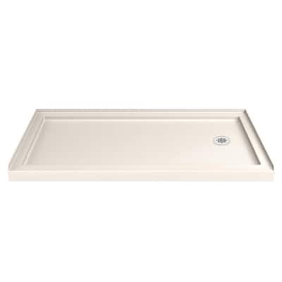 SlimLine 34 in. D x 60 in. W Single Threshold Shower Base in Biscuit with Right Hand Drain