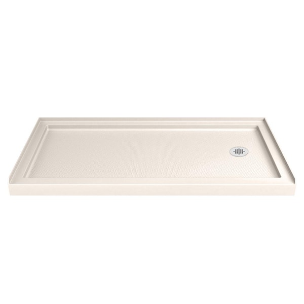 DreamLine Duet 34 in. x 60 in. Sliding Shower Door Semi-Frameless in Chrome with Right Drain Base