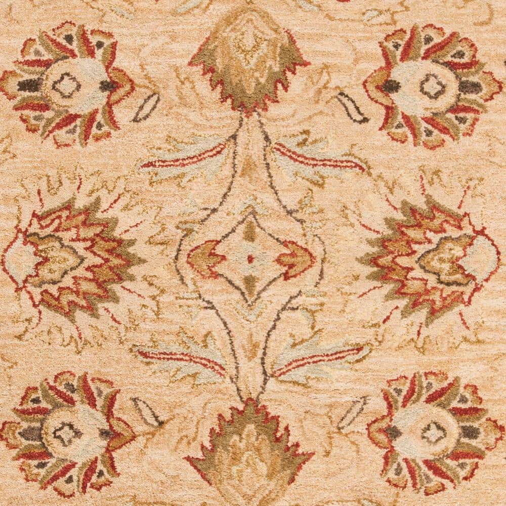Elegant Beige Floral Hand-Tufted Wool Area Rug, 5' x 8'