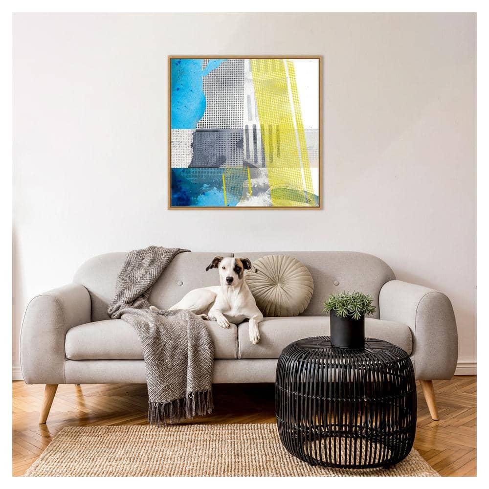 Origin Yellow I Abstract Canvas Print with Maple Frame