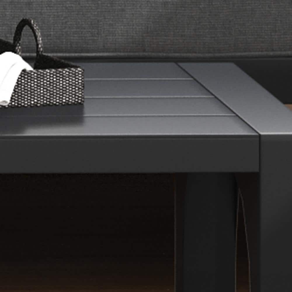 Gray 40" Aluminum Outdoor Coffee Table with Slatted Top