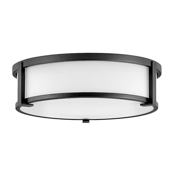 Lowell 16.0 in. 3-Light Black Flush Mount