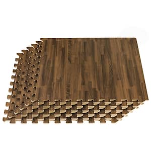 Walnut Thick Printed Wood Grain 24 in. x 24 in. x 5/8" Interlocking EVA Foam Flooring Gym Mat (25 Tiles), (100 sq. ft.)