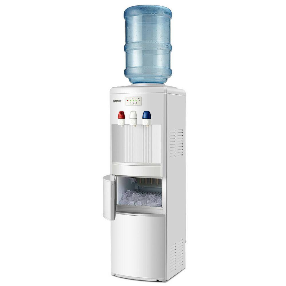 Costway Premium Hot Cold Top Loading Water Dispenser Built In Ice Maker Machine Hot Cold Room Water In White Ep23573wh The Home Depot