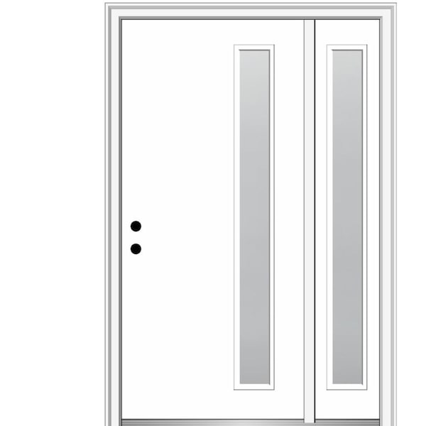 MMI DOOR Viola 48 in. x 80 in. Right-Hand Inswing 1-Lite Frosted Glass Primed Fiberglass Prehung Front Door on 4-9/16 in. Frame