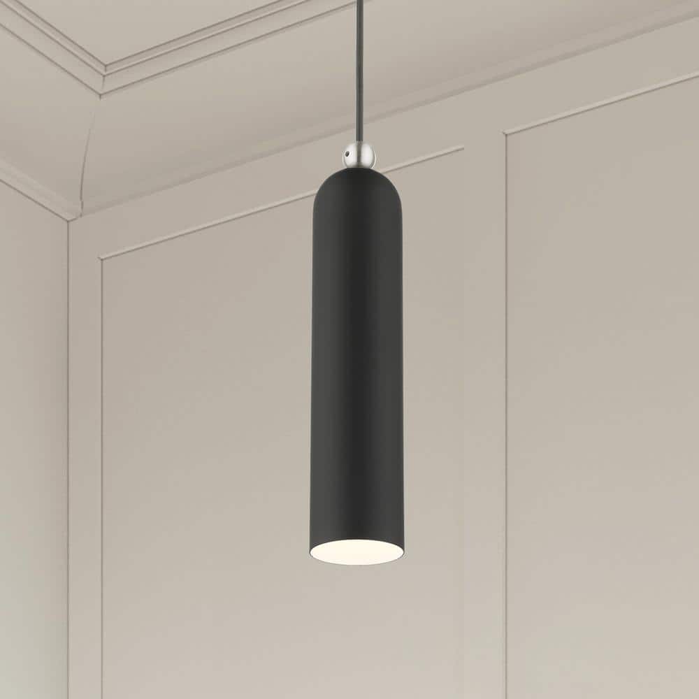 Ardmore Contemporary Black Brass LED Drum Pendant Light