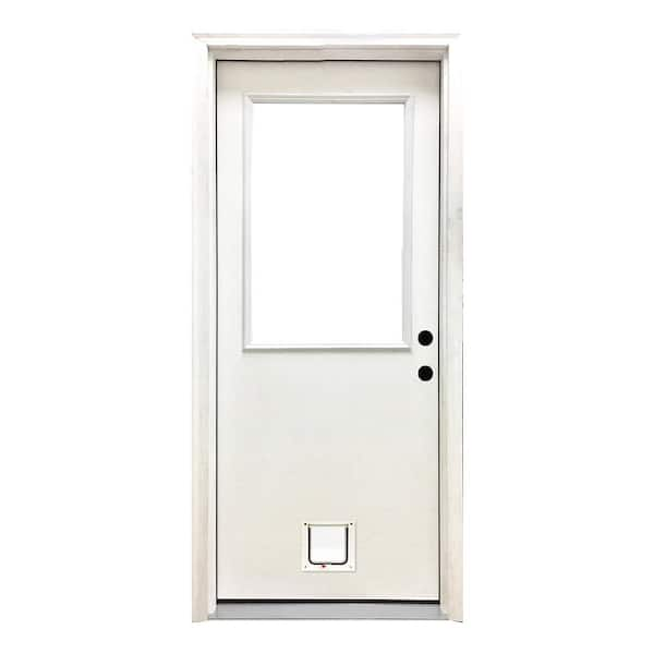 Full/Half Lite Fiberglass Patio Prehung Double Door Unit with Pet