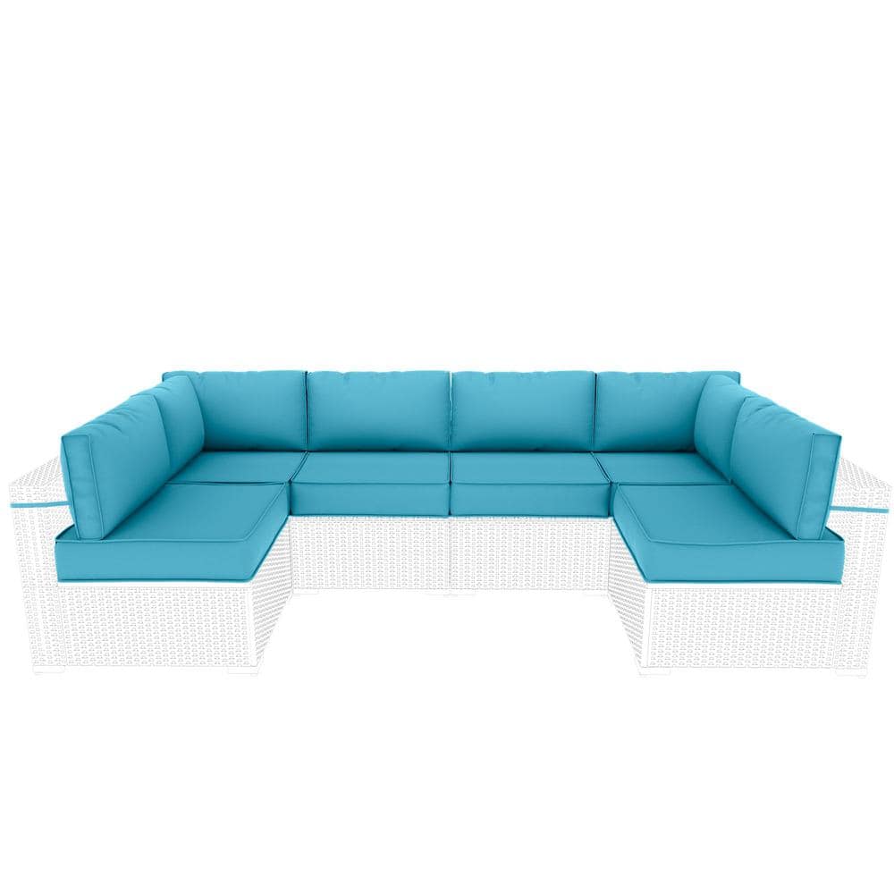 14-Piece Outdoor Sectional Cushion Replacement Set, 26 x 26 x 5 in. Deep Seat Patio Cushions Lake Blue price history on PriceWatchPro