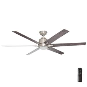 Kensgrove 64 in. Integrated LED Brushed Nickel Ceiling Fan with Light and Remote Control