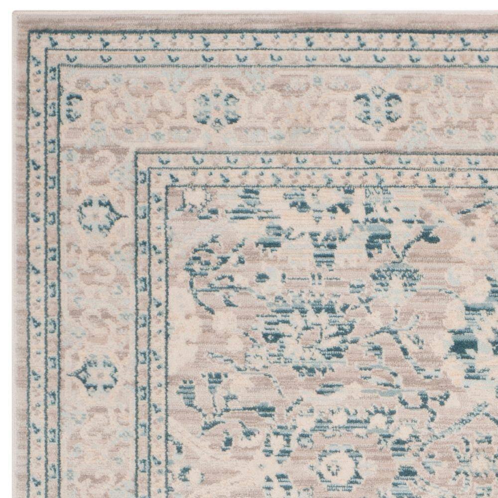 Gray Floral Synthetic Stain-Resistant 4' x 6' Rug
