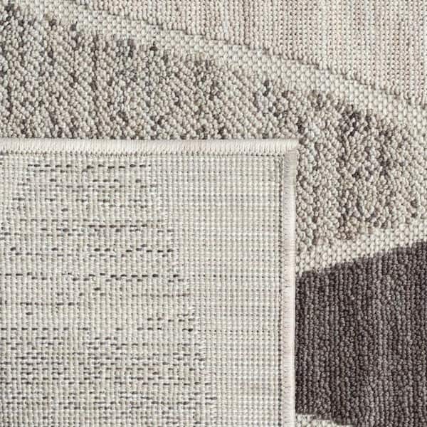 Gray 8 ft. x 9 ft. Woven Geometric PET Polyester Rectangle Indoor/Outdoor Area Rug