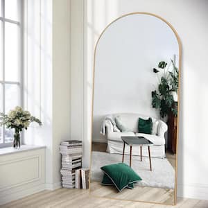 28 in. W x 71 in. H Oversized Modern Arch Full Length Gold Wall Mounted/Standing Mirror Floor Mirror